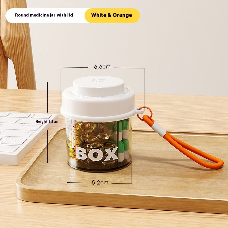Compartment Round Pill Box Portable Four Divided Storage Box Sealed