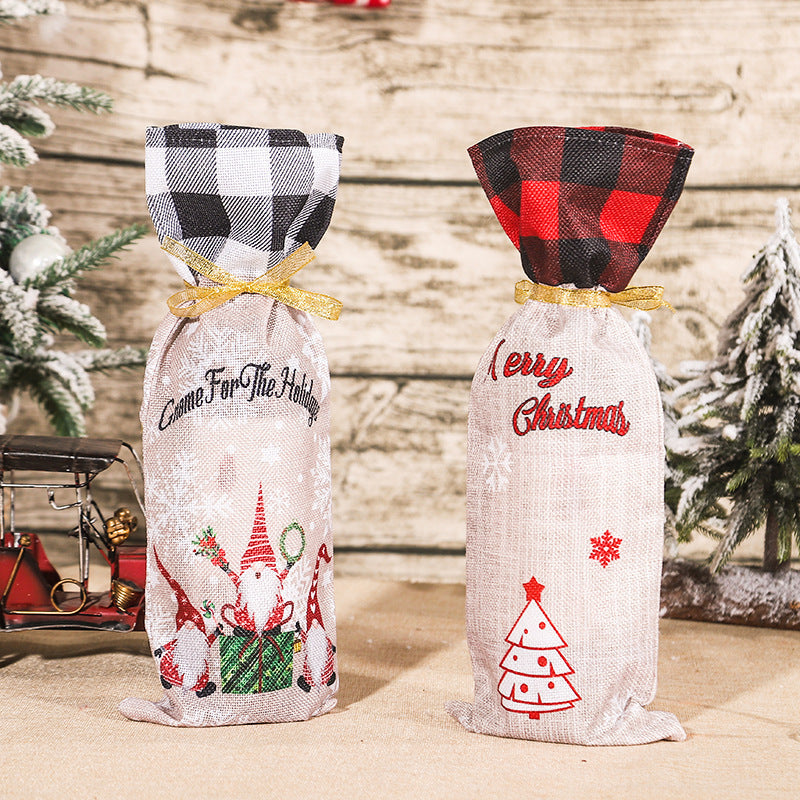 Christmas Decorations Cartoon Cute Bottle Cover Dress Up