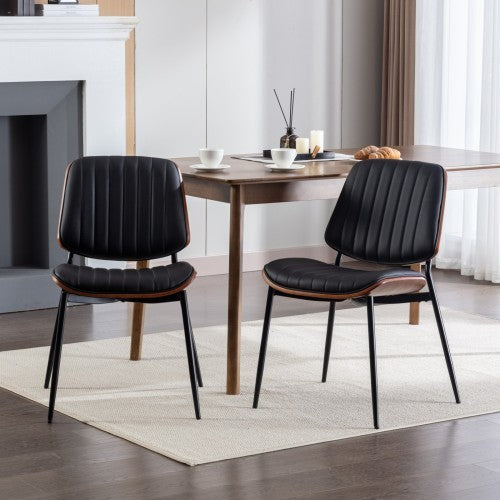 Set of 2 Mid-Century Modern Retro Dining Chairs with Walnut Bentwood Back