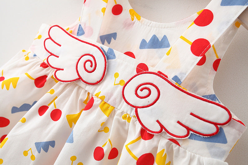 Western Style Cute Cartoon Print Korean Cotton Girls' Dress
