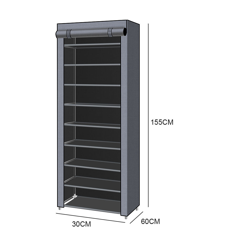 10 Tier Cabinet Storage Black Organiser Shoe Rack Stand Holds 27 Pairs Dustproof