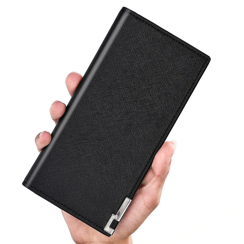 Men's PU Leather Vertical Card Case Wallet Slim Solid