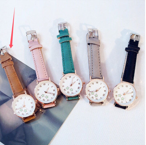 Simple Retro Round Dial Women’s Quartz Electronic Watch