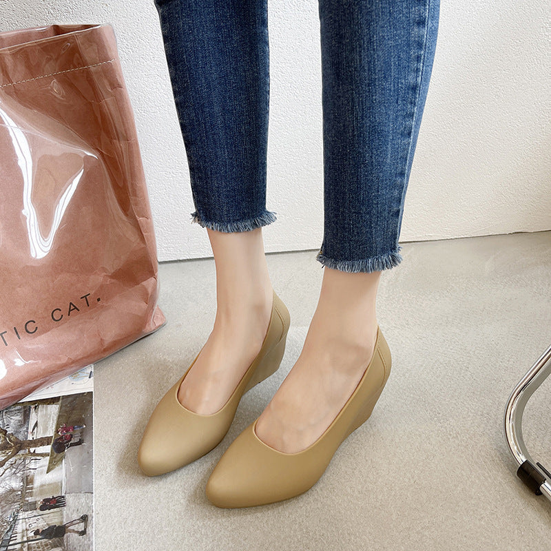 Fashion Jelly Baotou Wedge Hidden Heel Waterproof Rubber Casual Beach Shoes