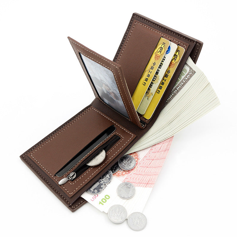 Tri Fold PU Leather Wallet Letters Pattern Unisex Slim