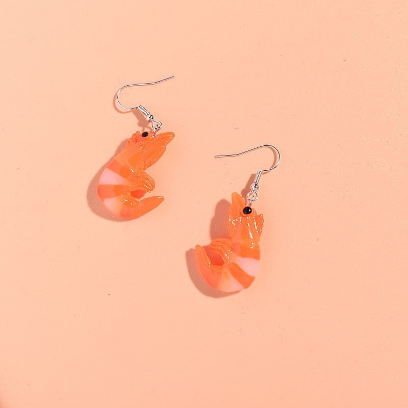 Resin Crayfish Earrings Funny Quirky Halloween Exaggerated Jewelry