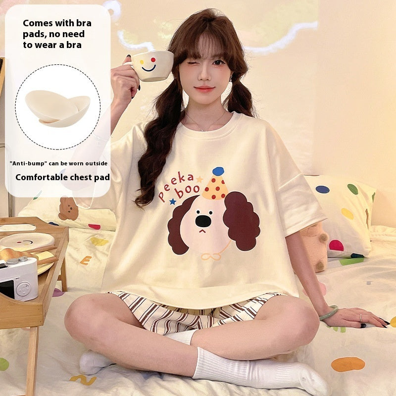 Cartoon Cute Loungewear Can Be Worn Outside With Chest Pad