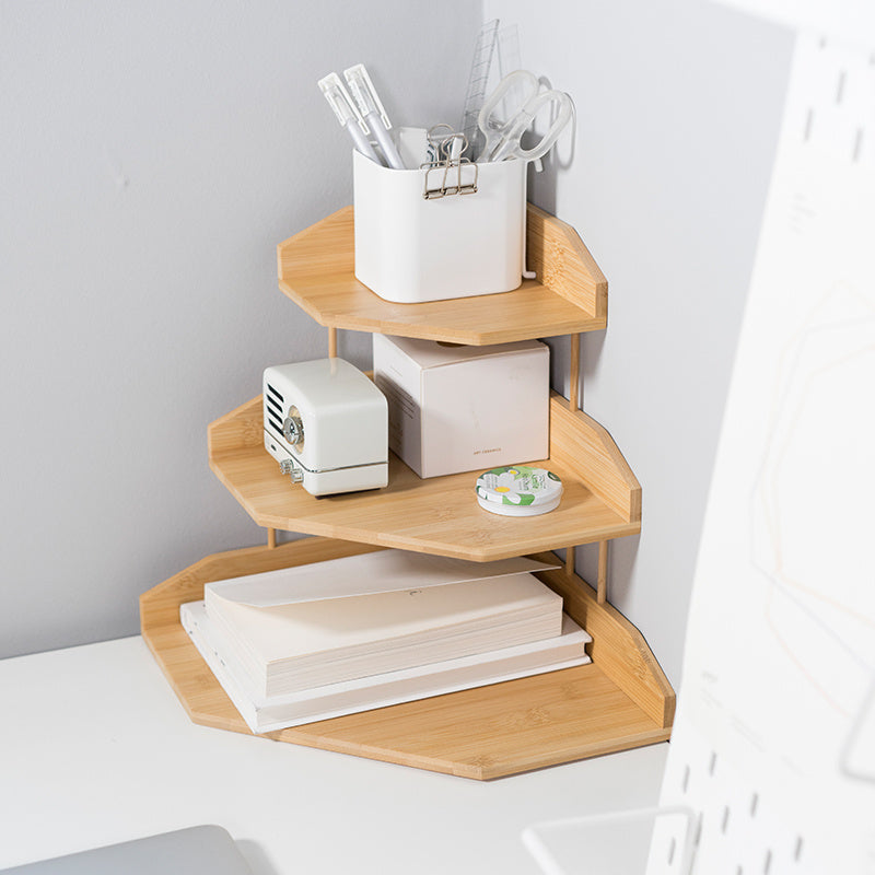 Solid Wood Multi-Layer Desk Organizer – Storage Rack for Sundries