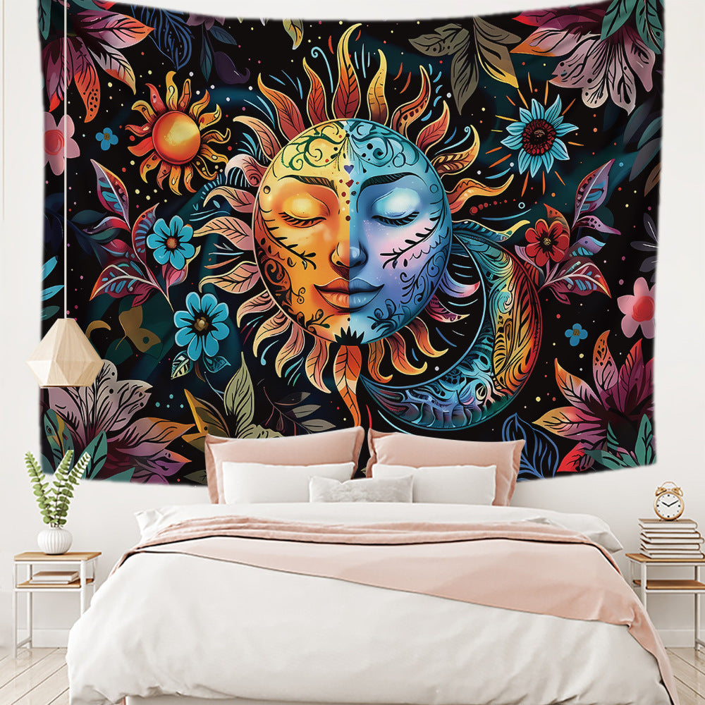 Sun Moon Face Decorative Tapestry