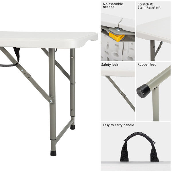 4ft White Foldable Courtyard Plastic Table
