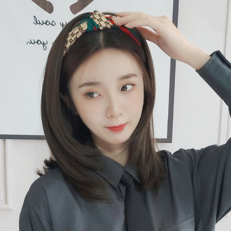 Headscarf Wig Hair Hoop Wig One Female Long Hair U-shaped Half Headgear