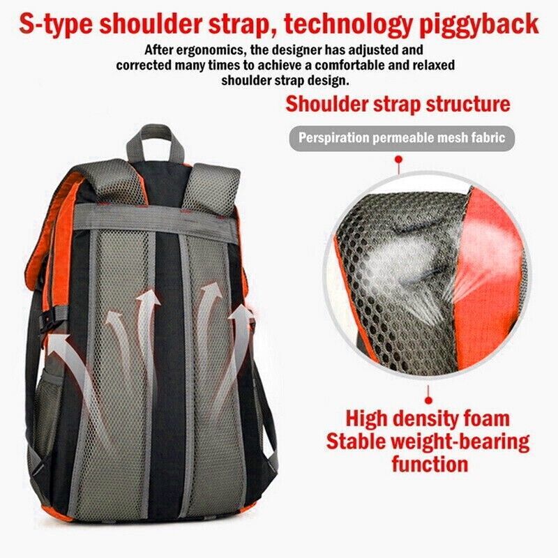 Unisex Waterproof Nylon Rucksack Backpack 40L For Hiking