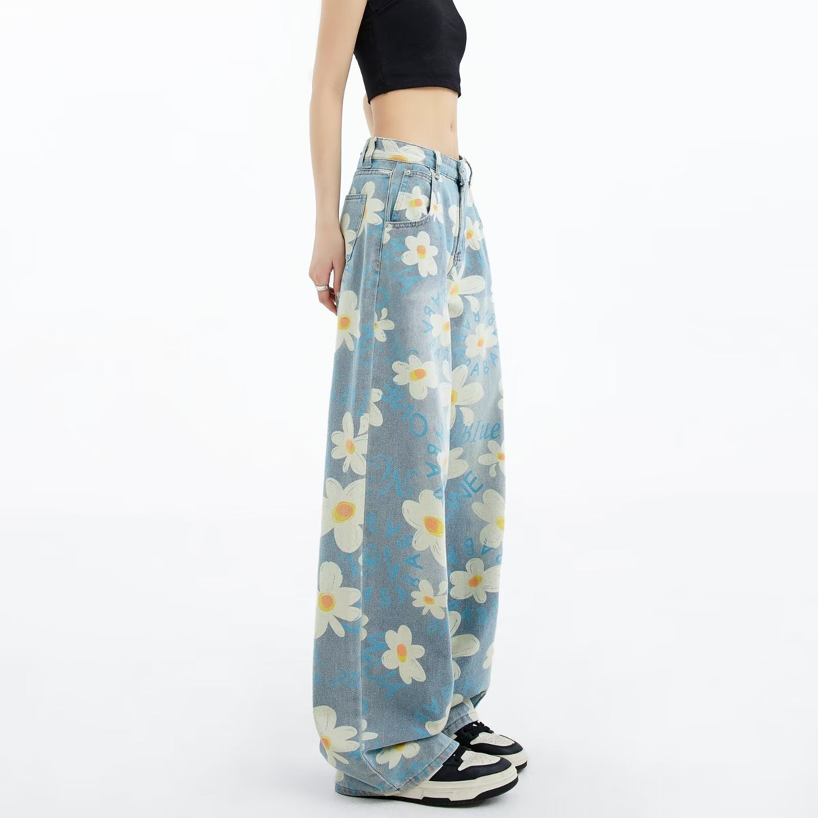 High Waist Wide Leg Casual Polyester Trousers – Women’s Loose Fit Non-Iron Pants