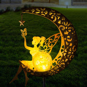 Solar Moon Fairy Lamp Outdoor Garden Iron Art