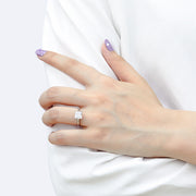925 Sterling Silver Inlaid Square Zircon Ring