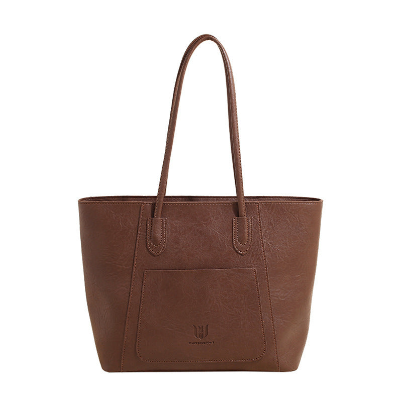 Casual Retro Shoulder Bag – Textured Commuter Tote
