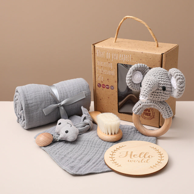 Unisex Baby Soft Cotton Swaddle Wrap And Bath Toy Set