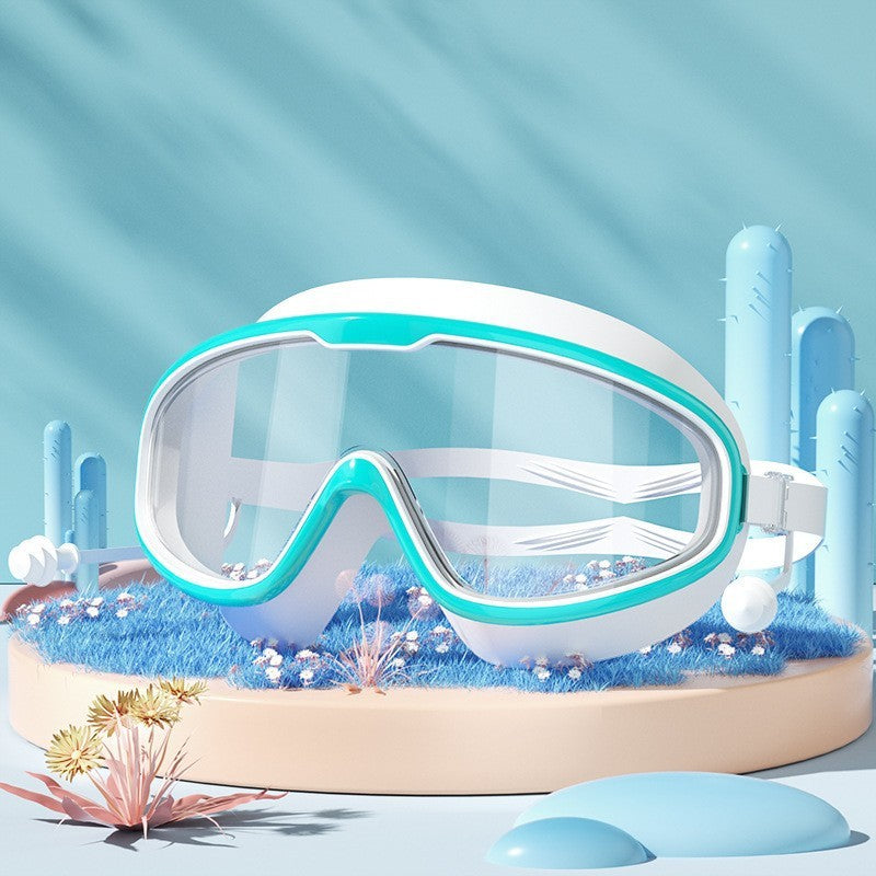 Large Frame Swimming Goggles High-definition Integrated Earplugs