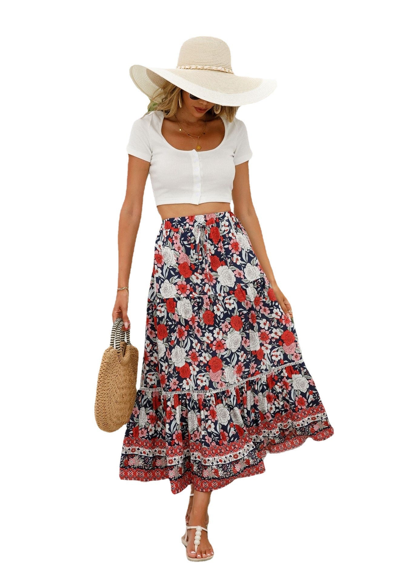 Lace-paneled Maxi Dress Rayon Positioned Floral Bohemian