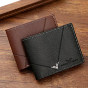 Men's PU Leather Short Wallet Lychee Pattern Multi Card