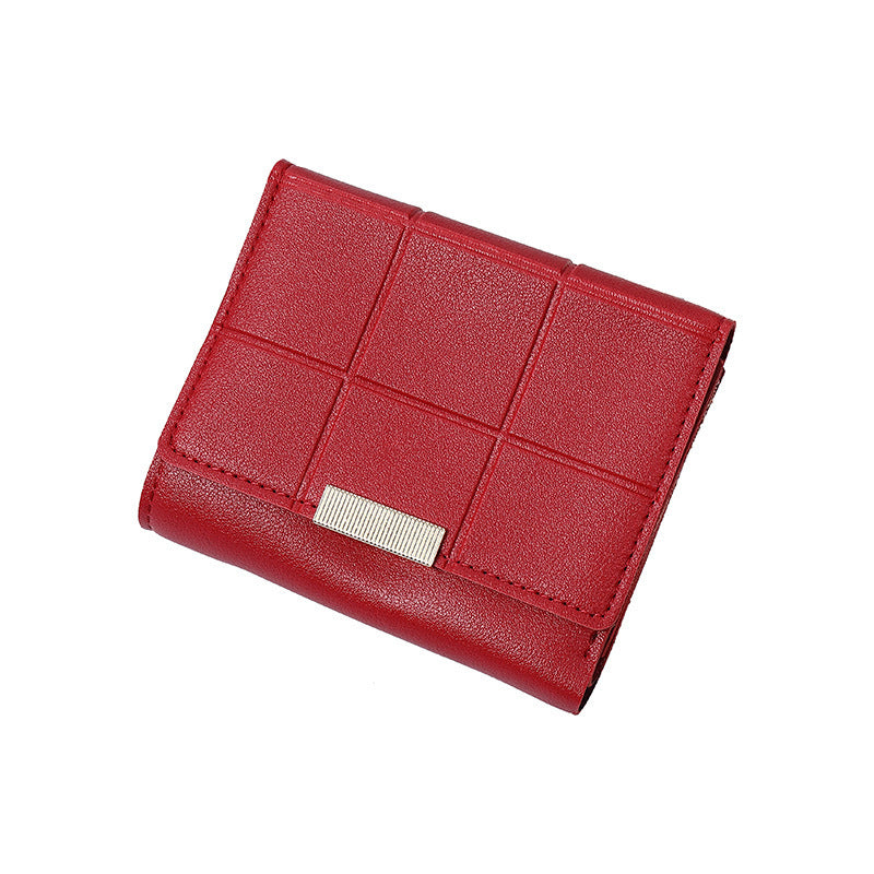 Women's Short Three Fold Multiple Card Slots Large Capacity Zipper Coin Purse