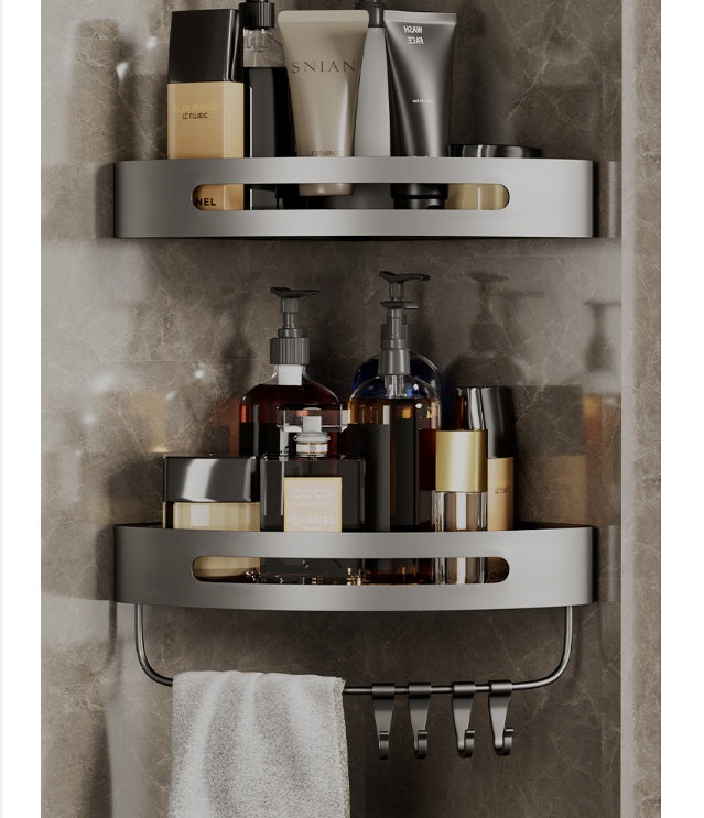 Bathroom Triangle Shelf – Wall-Mounted Perforated Simple Corner Storage Rack