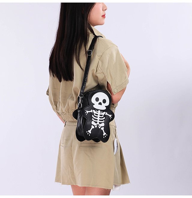 Halloween Skull Crossbody Bag – Cute Small Phone Shoulder Messenger Purse