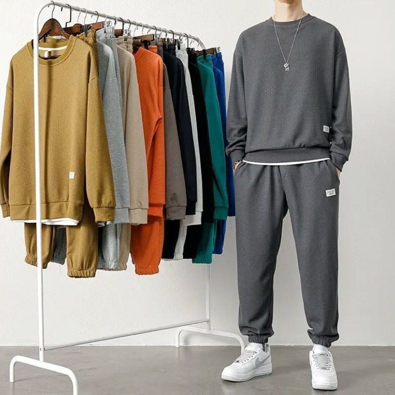 Long-sleeved Sweater Trousers Waffle Leisure Sports Student