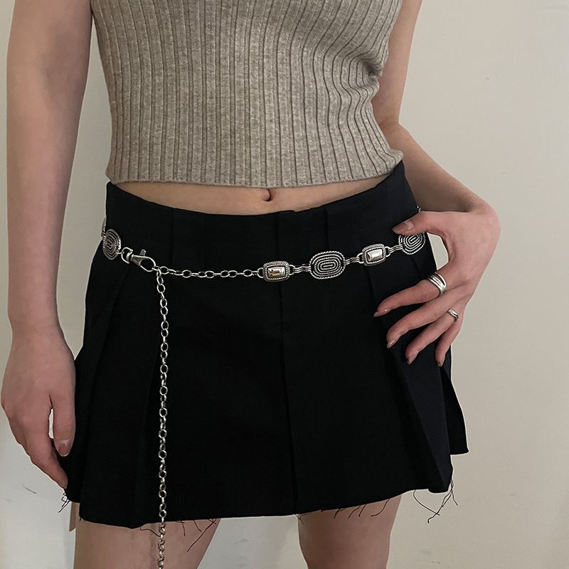 Retro Metal Womens Waist Chain Silver 108cm Regular