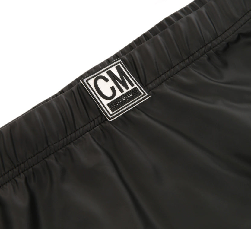 Thin Faux Leather Solid Color Side-opening Pajama Pants