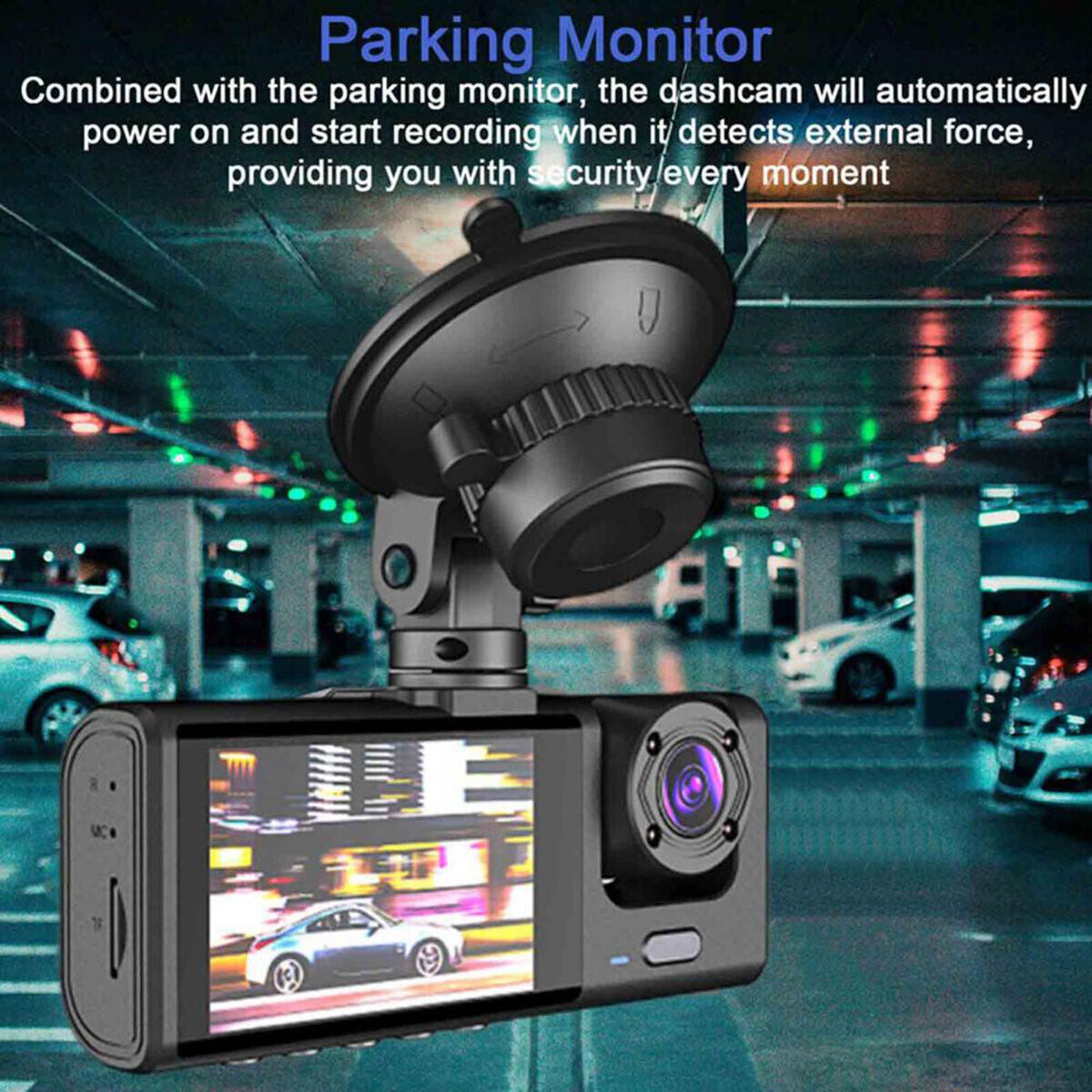 1080P Dual Lens Car Dash Cam with G-Sensor, Front and Rear Video Recorder