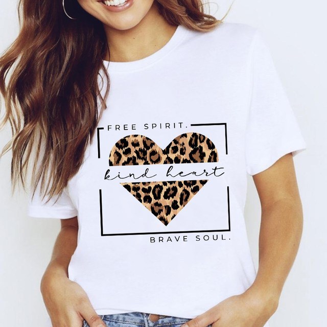 Women's Star Print Tee White Polyester Short Sleeve