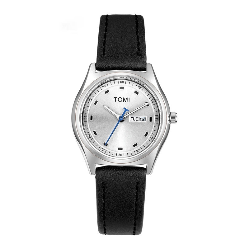 Fashion Simple Double Calendar Leather-belt Watch