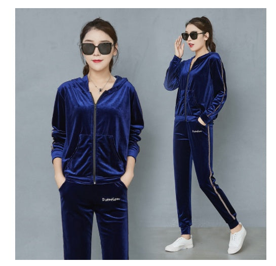 Spring And Autumn Gold Velvet Long Sleeve Loose Sports Jacket