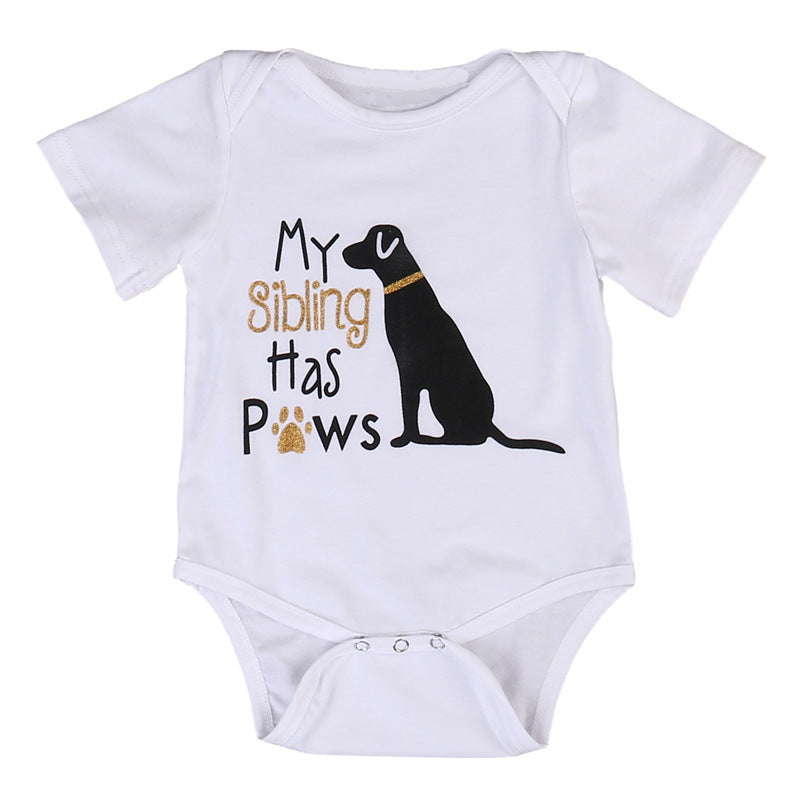 Romper Printed Baby Ins Pure Cotton Rompers One-piece My Sibling Has Paws