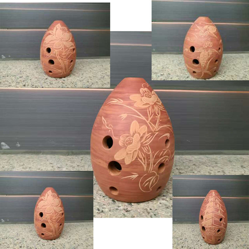 Nickel-Plated Eight-Hole Pear-Shaped Ancient Xun Musical Instrument with Seven Star Design