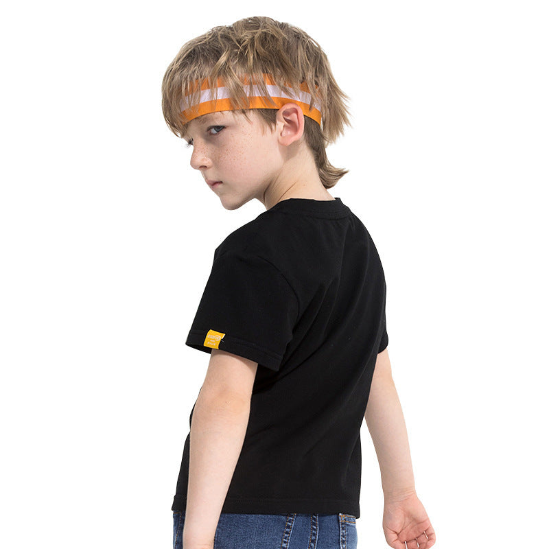 Cotton Short Sleeve Letters Print T Shirt Regular Kids