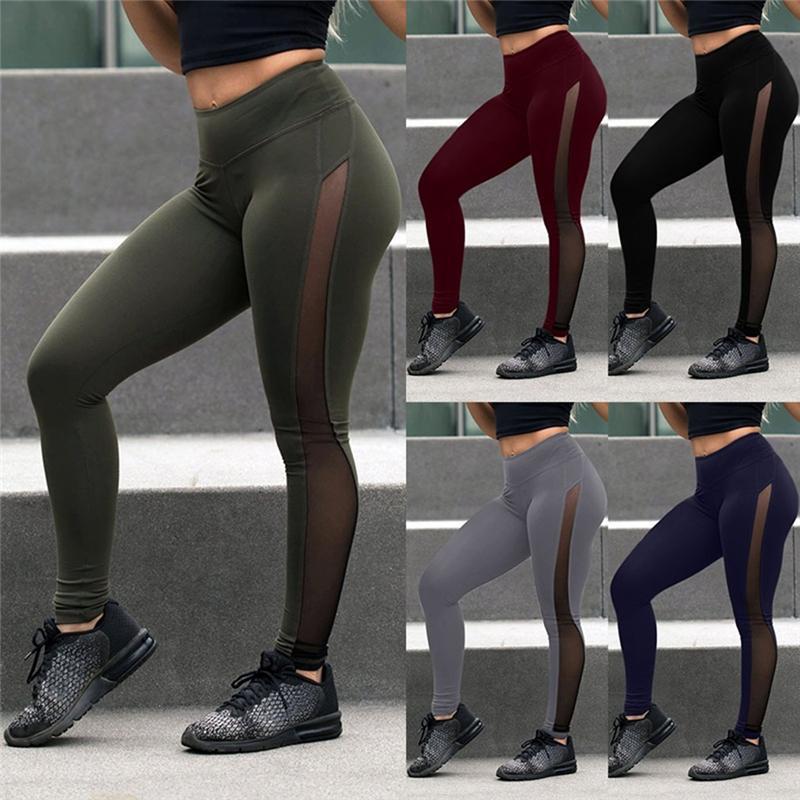 European & American Style Women's Yoga Mesh Stitching Leggings