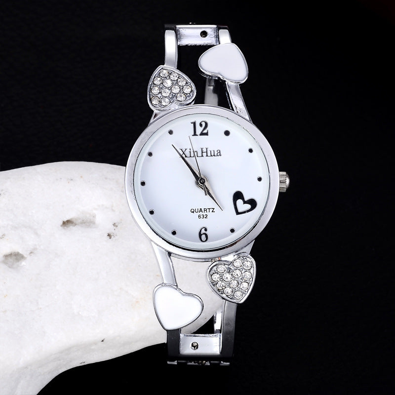Elegant Diamond-Set British Ladies' Watch Set with Rose Gold and Alloy Bracelets