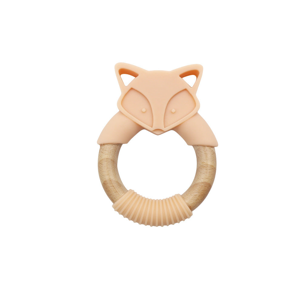 Unisex Fox Teether Ring Beech Wood And Silicone Kids Toy