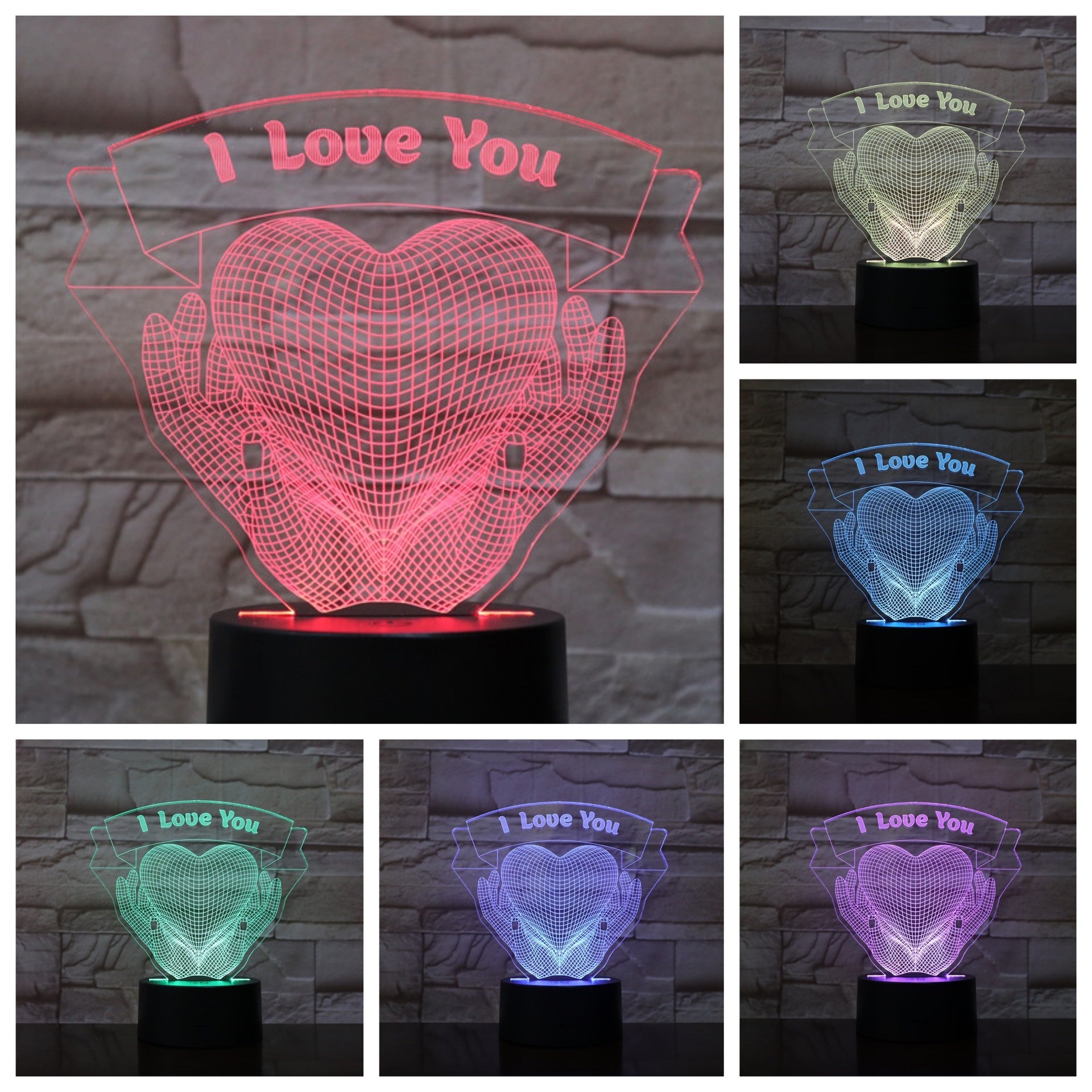 Romantic 3D Hands Holding Love LED Night Light