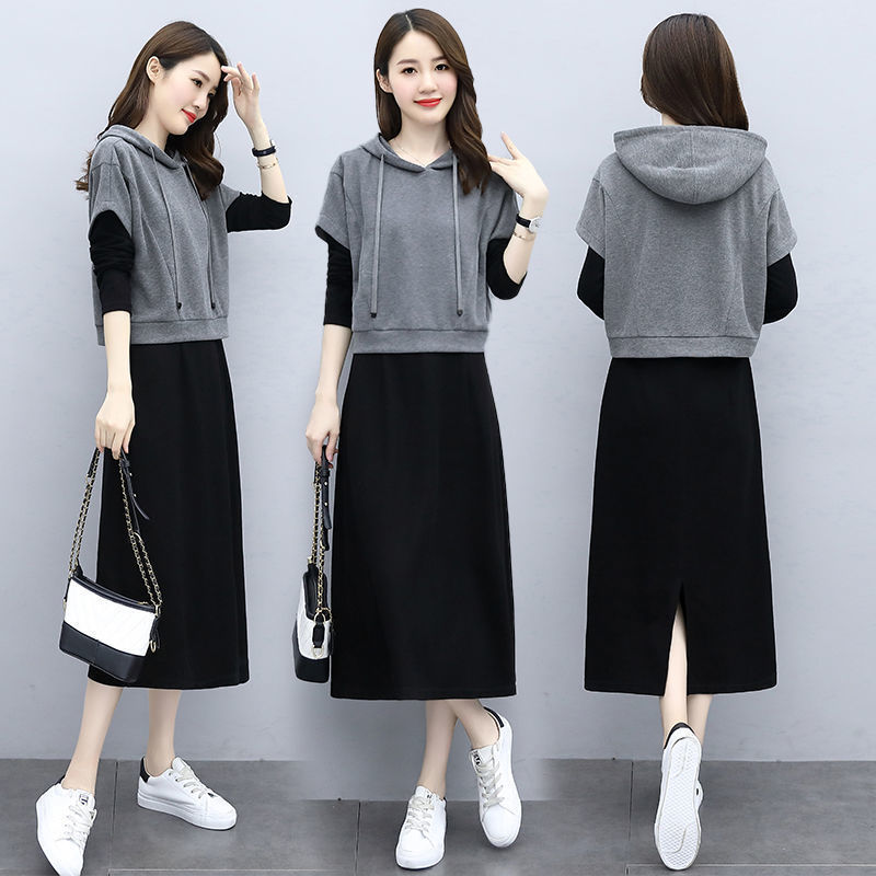 Women's Contrast Color Two-piece Dress