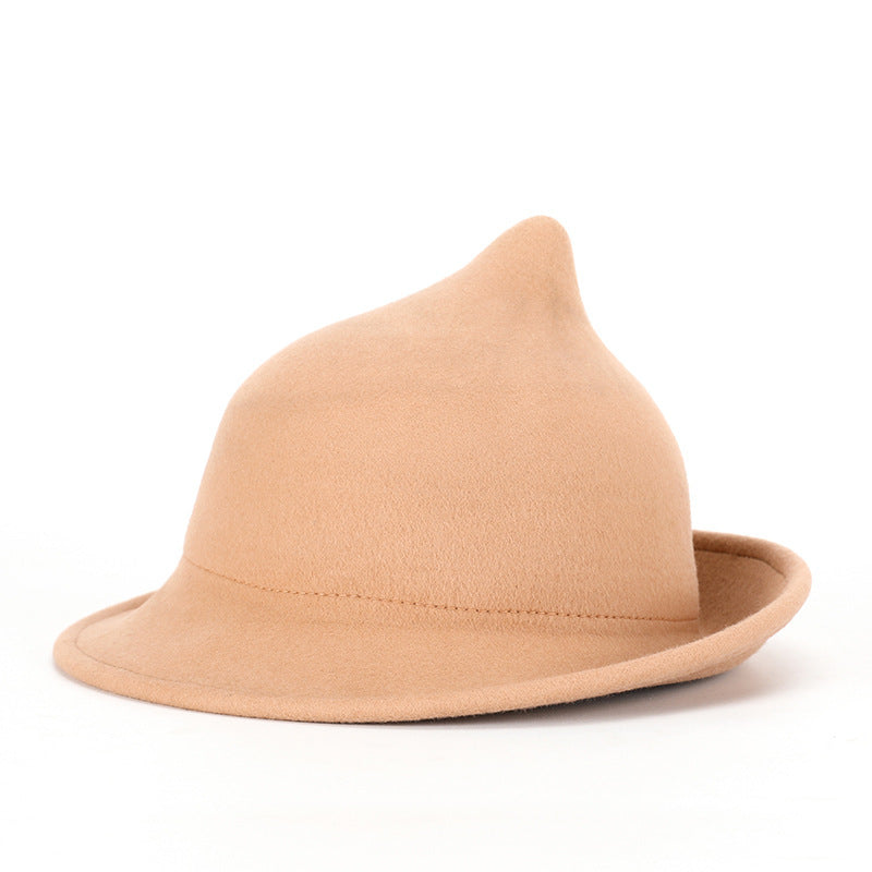 Fashion Personality Curling Wool Witch Hat – Trendy Winter Statement Headwear