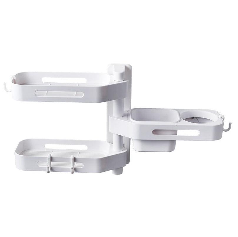 Rotating Wall-Mounted Storage Box – Punch-Free Plastic Organizer for Kitchen & Bathroom