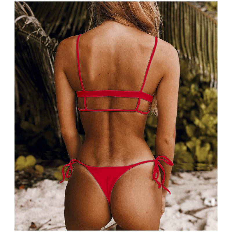 Women’s Polyester Spandex Bikini Set – Sexy Solid Color Swimwear