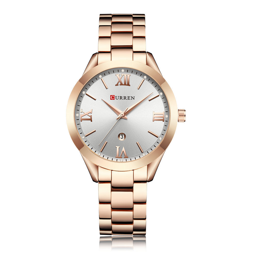 Elegant Rose Gold CURREN 9007 Women’s Quartz Watch with Stainless Steel Bracelet