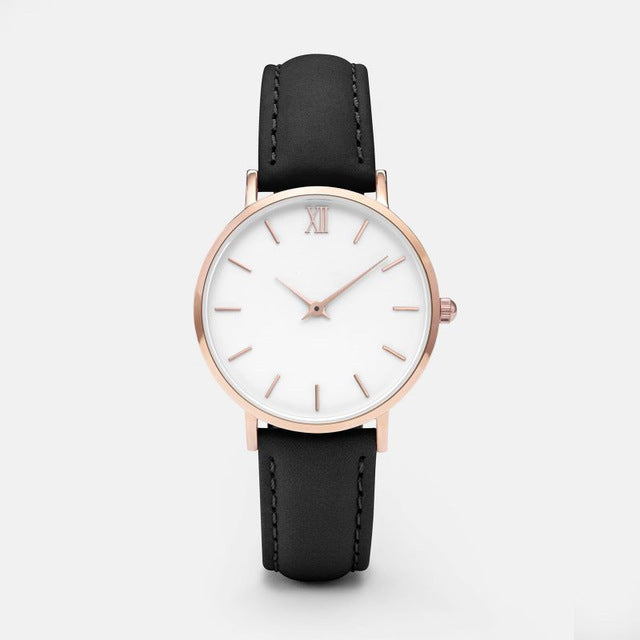 Elegant Frosty Round Dial Women's Quartz Watch with Textile Strap