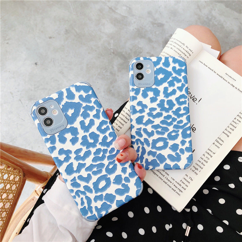 Compatible with Apple , Blue leopard case