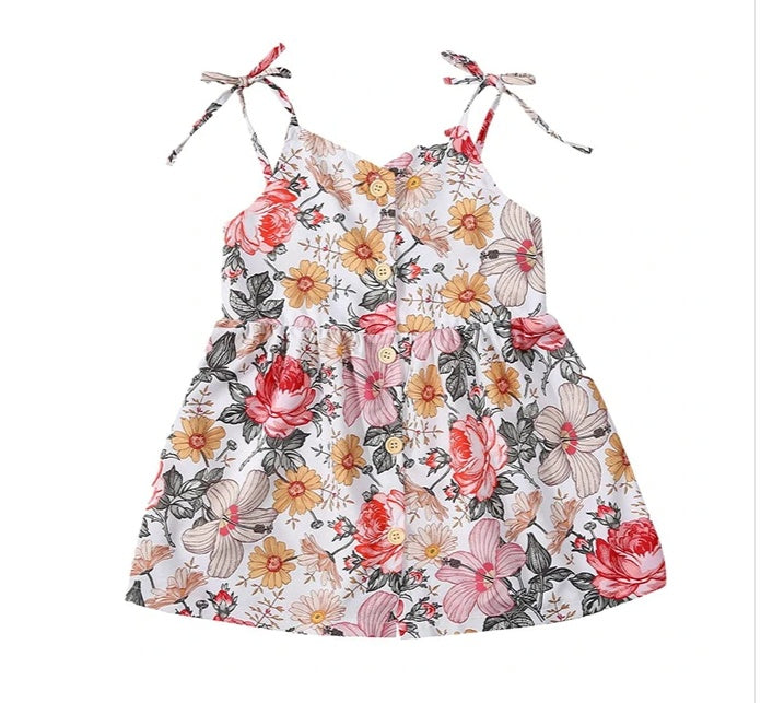 Two-piece Sling Flower Printed Romper Dress And Headband