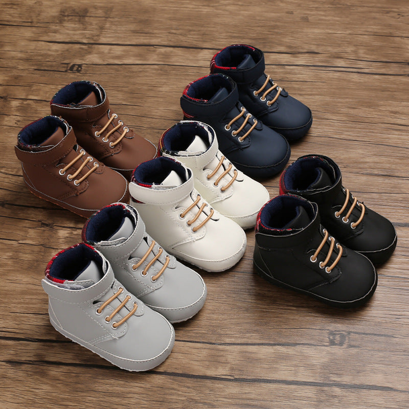 Unisex High Top Soft PU Toddler Regular Shoes Korean Style